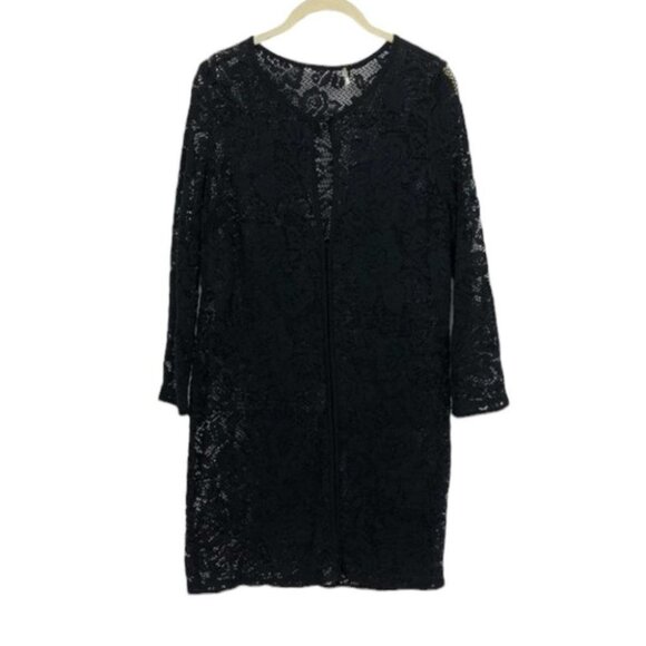 Shoshanna black lace 2/3 long sleeve keyhole  high neck SP - Picture 2 of 15